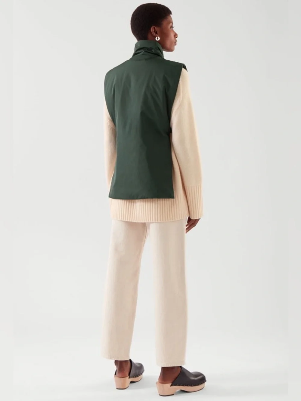 dark green COS high-neck padded vest
